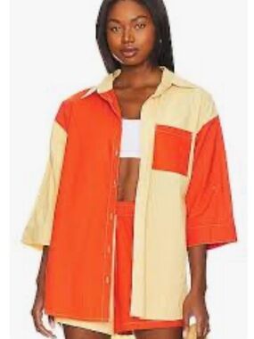 Its Now Cool X Revolve Vaca Shirt Oversized Button Up Coverup Top M NWT